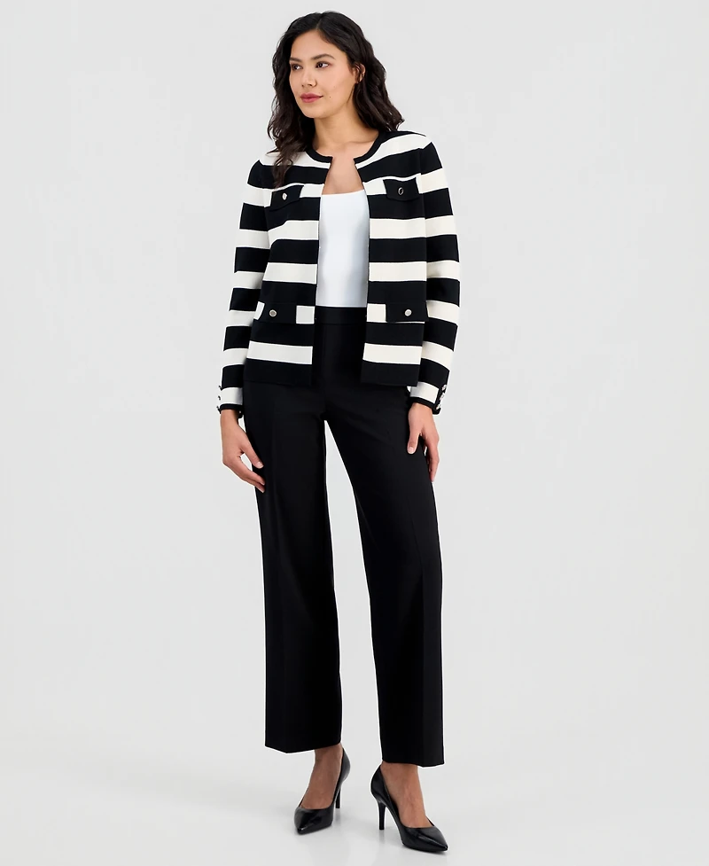 Anne Klein Women's Stripe Kissing-Front Cardigan