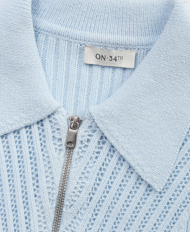 On 34th Women's Pointelle Zip Cardigan Sweater, Macy's Exclusive