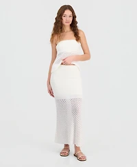 Hooked Up by Iot Juniors' Pull-On Crochet Maxi Skirt