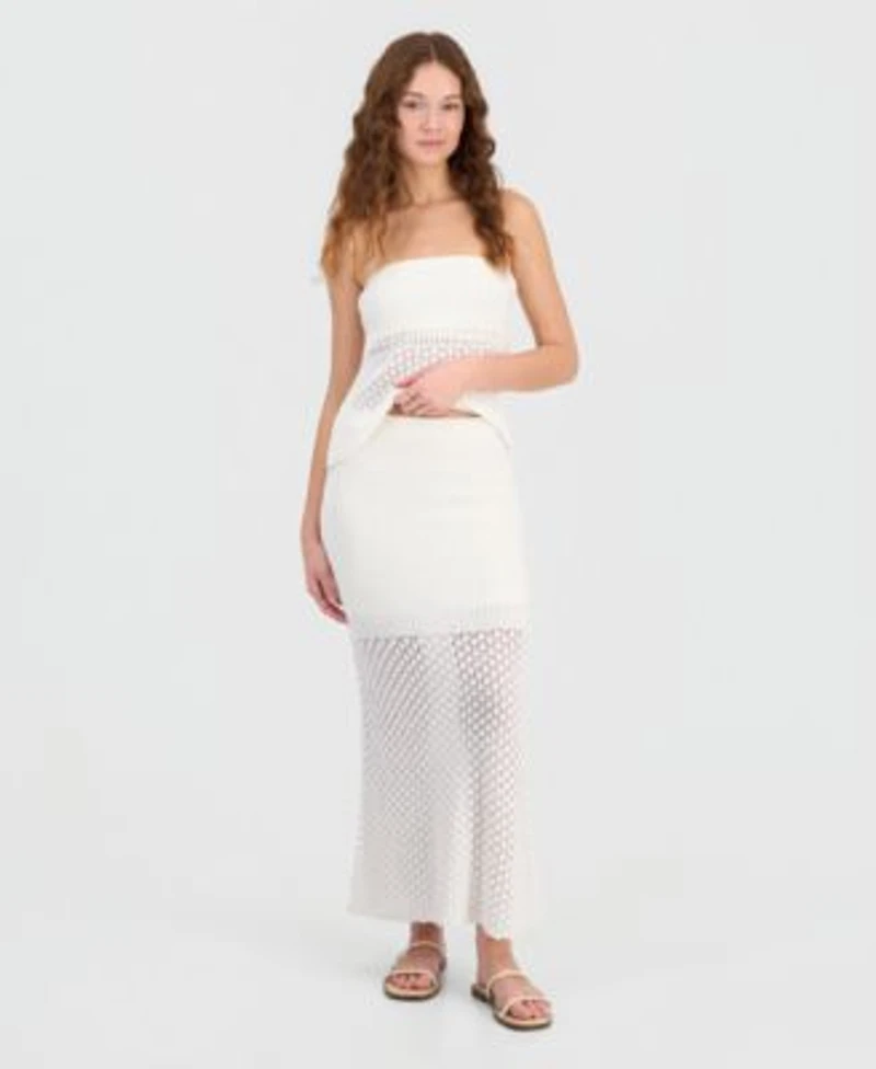 Hooked Up By Iot Juniors Crochet Strapless Tube Top Pull On Maxi Skirt