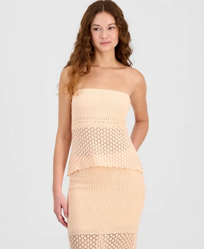 Hooked Up by Iot Juniors' Strapless Crochet Tube Top