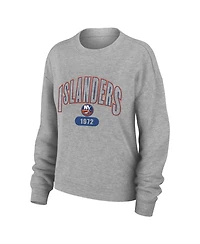Wear by Erin Andrews Women's 2-Piece Heather Gray New York Islanders Knit Long Sleeve Tri-Blend T-Shirt and Pants Sleep Set