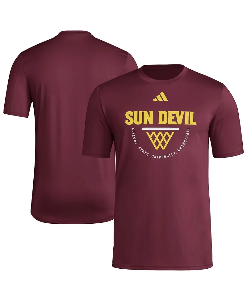 Adidas Men's Maroon Arizona State Sun Devils Basketball Practice Net Arch Pregame T-Shirt