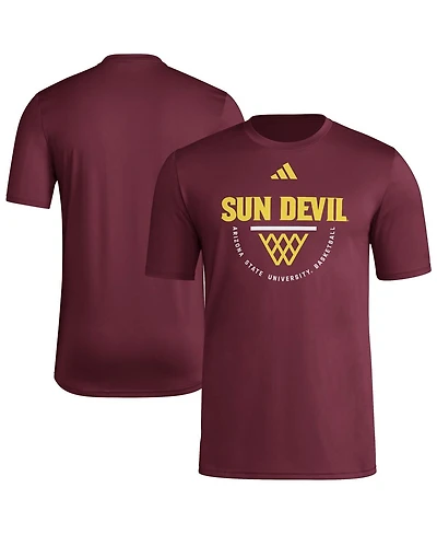 Adidas Men's Maroon Arizona State Sun Devils Basketball Practice Net Arch Pregame T-Shirt