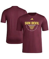 Adidas Men's Maroon Arizona State Sun Devils Basketball Practice Net Arch Pregame T-Shirt