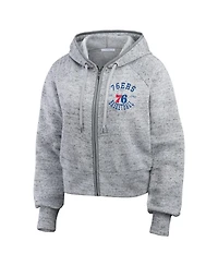 Wear by Erin Andrews Women's Heather Gray Philadelphia 76ers Speckled Radiator Full-Zip Hoodie