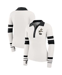 Wear by Erin Andrews Women's White New Orleans Saints Ribbed Henley Polo Shirt