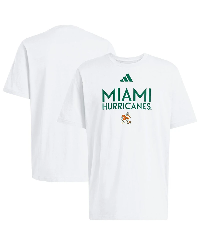 Adidas Men's White Miami Hurricanes Locker Wordmark T-Shirt