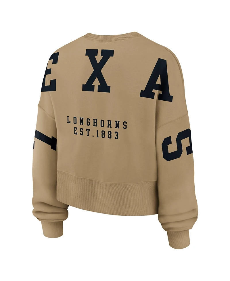 Nike Women's Tan Texas Longhorns Oversized Phoenix 2-Hit Pullover Sweatshirt