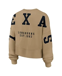 Nike Women's Tan Texas Longhorns Oversized Phoenix 2-Hit Pullover Sweatshirt