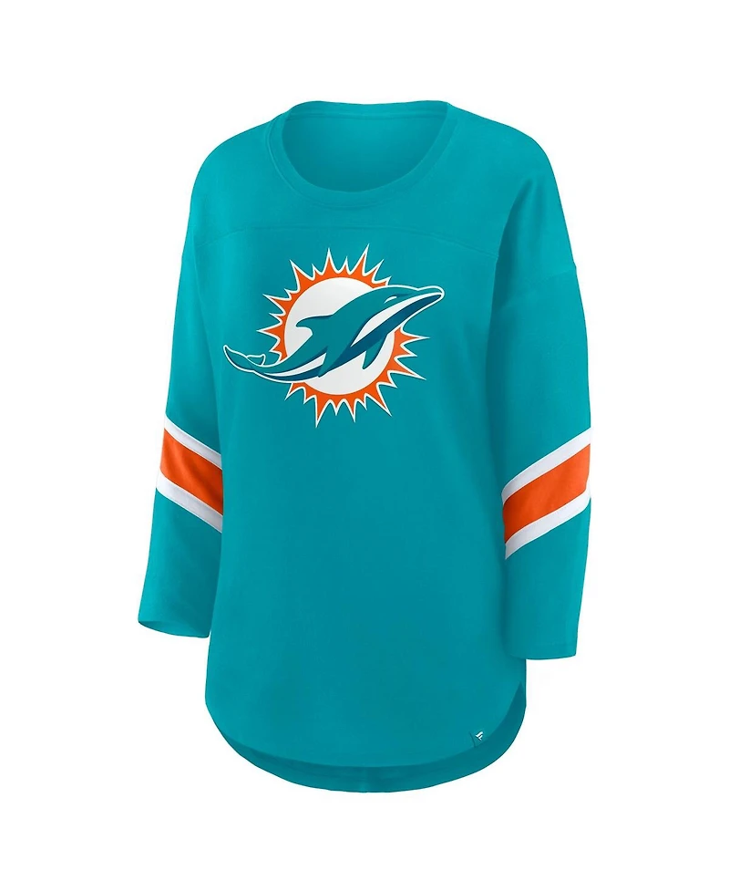 Fanatics Women's Aqua Miami Dolphins Redzone 3/4-Sleeve T-Shirt