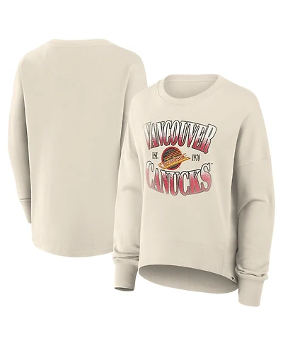 Fanatics Women's Cream Vancouver Canucks Oversized Vintage Slice Pullover Sweatshirt