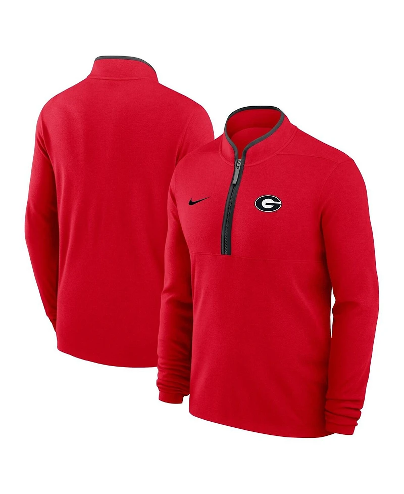 Nike Men's Red Georgia Bulldogs Courtside Victory Dri-fit Half-Zip Pullover Hoodie