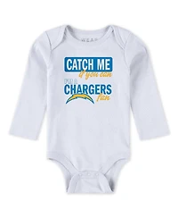 Wear by Erin Andrews Baby Boys and Girls Newborn 3-Piece Los Angeles Chargers Turn Me Around Bodysuits and Pant Set