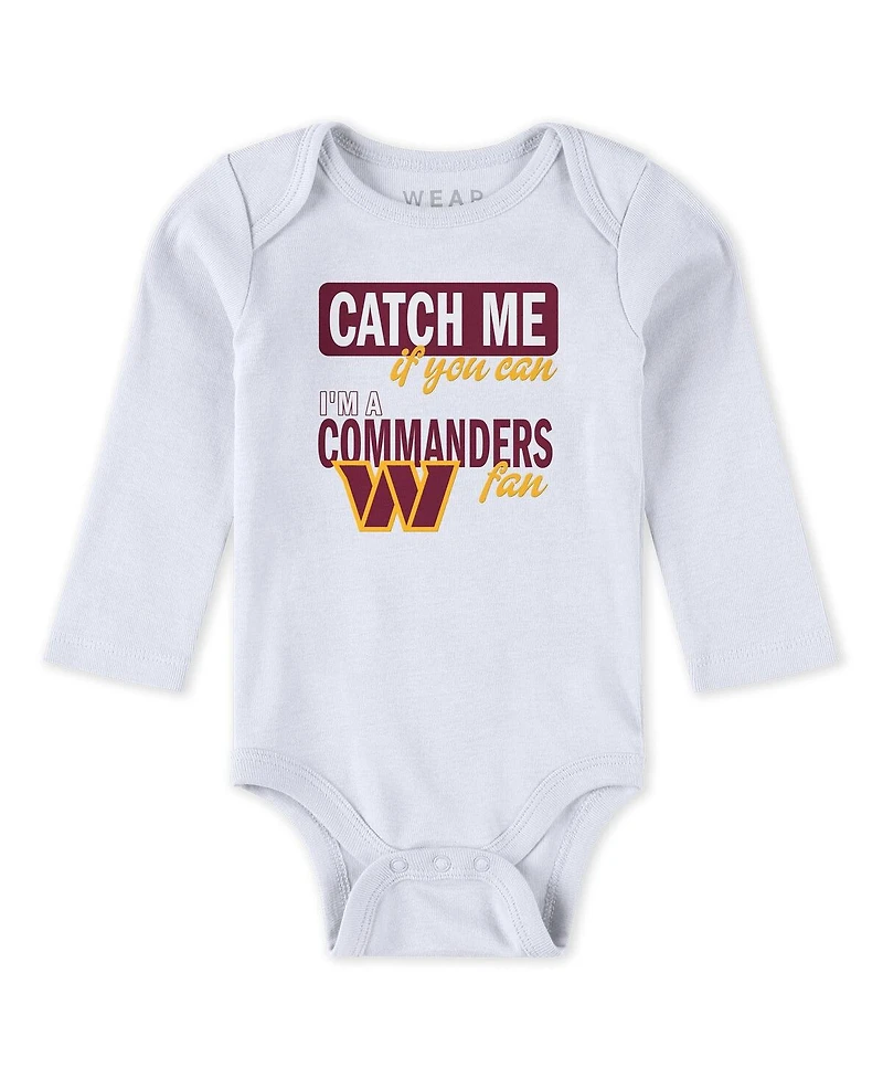 Wear by Erin Andrews Baby Boys and Girls Newborn 3-Piece Washington Commanders Turn Me Around Bodysuits Pant Set