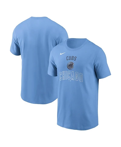 Nike Men's Light Blue Chicago Cubs Early Innings Stack T-Shirt
