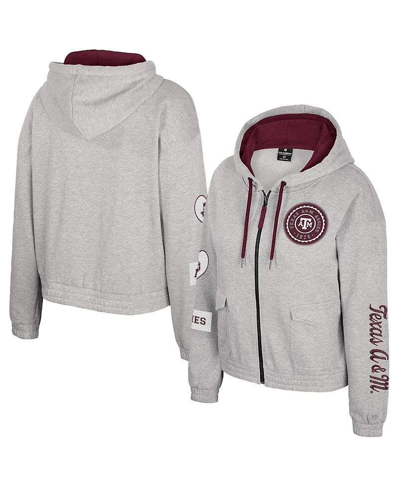 Colosseum Women's Gray Texas A&M Aggies Alfie Full-Zip Hoodie Jacket