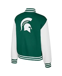 Colosseum Women's Green Michigan State Spartans French Baguette Full Snap Fleece Jacket