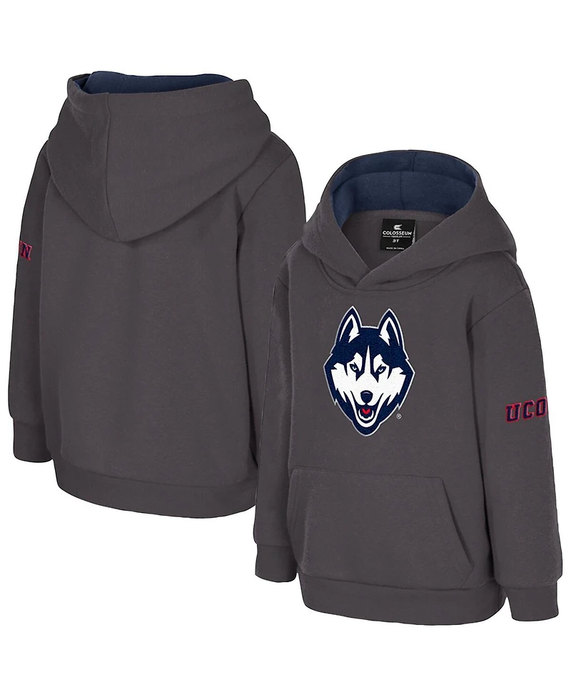 Colosseum Toddler Charcoal UConn Huskies Big Logo Volume Fleece Pullover Hoodie
