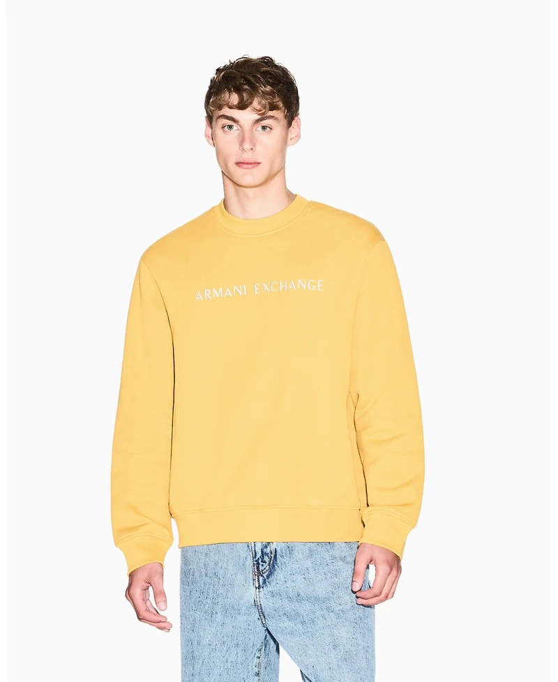 A|X Armani Exchange Men's Center Chest Graphic Fleece Crewneck Hoodie