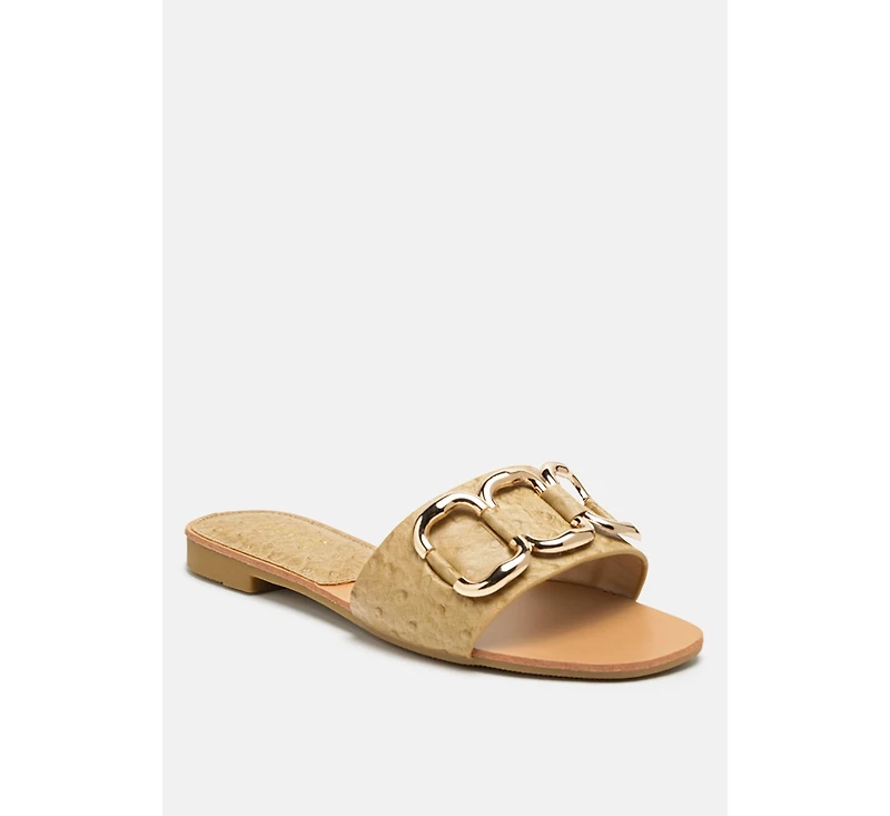 Madeleine Metal Rings Flat Slides