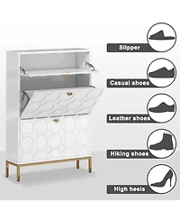 Clihome Shoe Storage Cabinet,Modern Cabinet with 3 Flip Drawers,Freestanding Hidden Slim Narrow Rack for Entryway,Hallway,Bl
