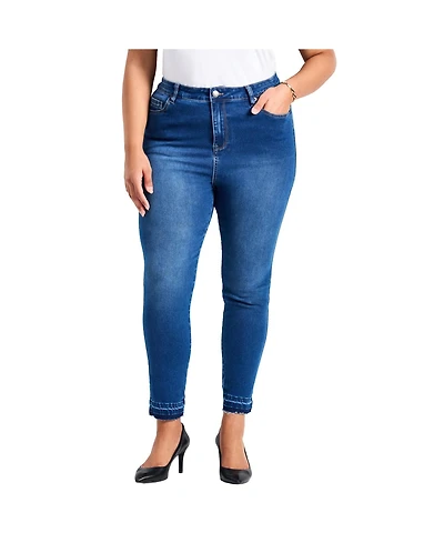 Avenue Women's Butter Skinny Frayed Hem Jean
