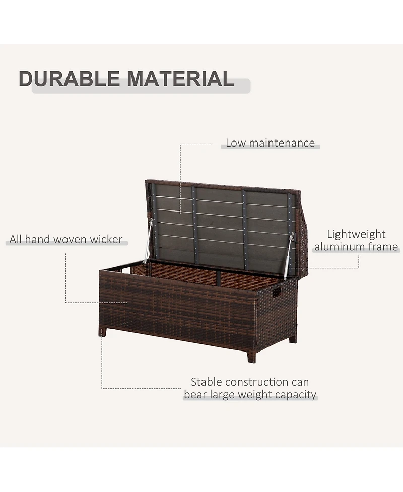 Outsunny Pe Rat Patio Storage Bench w/ Interior Waterproof Cloth Bag