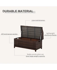 Outsunny Pe Rat Patio Storage Bench w/ Interior Waterproof Cloth Bag