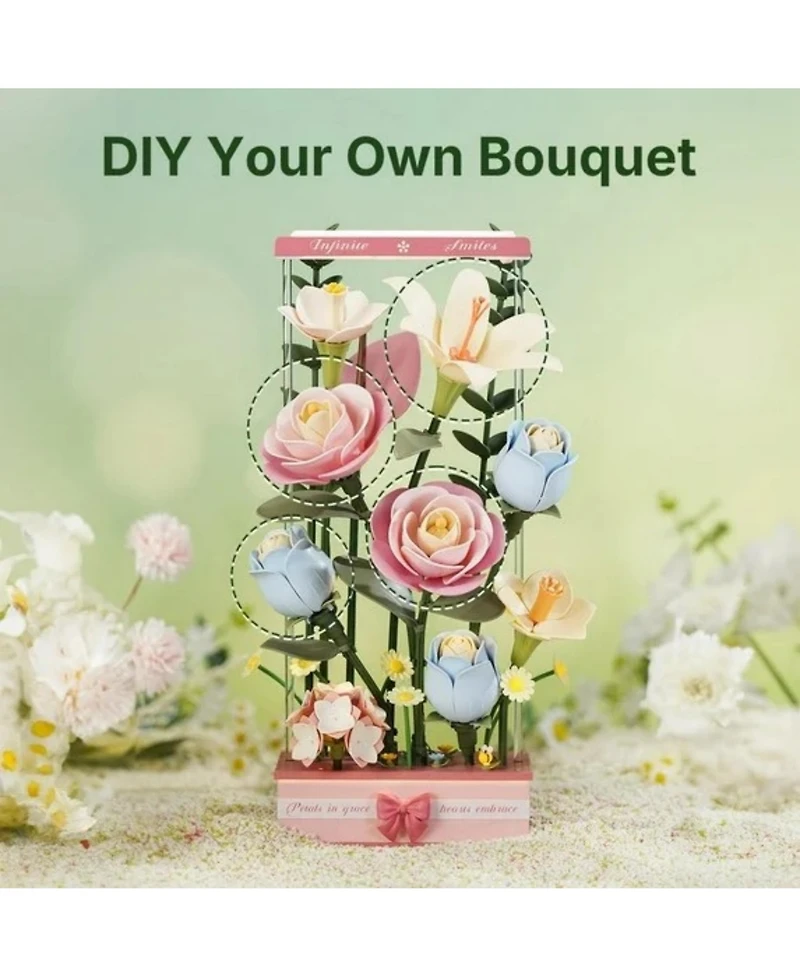 Robotime 3D Puzzles Floral Art Series Single Flower Diy Craft Flower Puzzle Home Decorative Ornaments for Holiday Gifts Purple