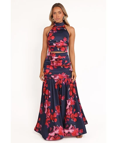 Petal and Pup Women's Freda Halter Skirt Set - Navy Floral