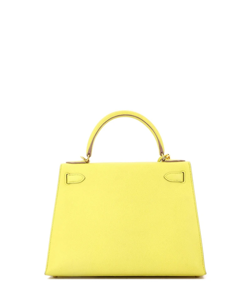 Pre-Owned HERMES Kelly 28 Handbag Yellow Epsom with Gold Hardware