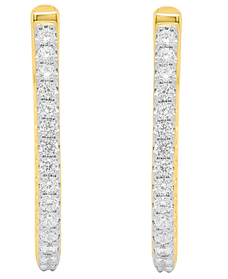 Forever Grown Diamonds Diamond Hoop Earrings (1 ct. t.w.) 14K Gold Plated Sterling Silver White Rhodium