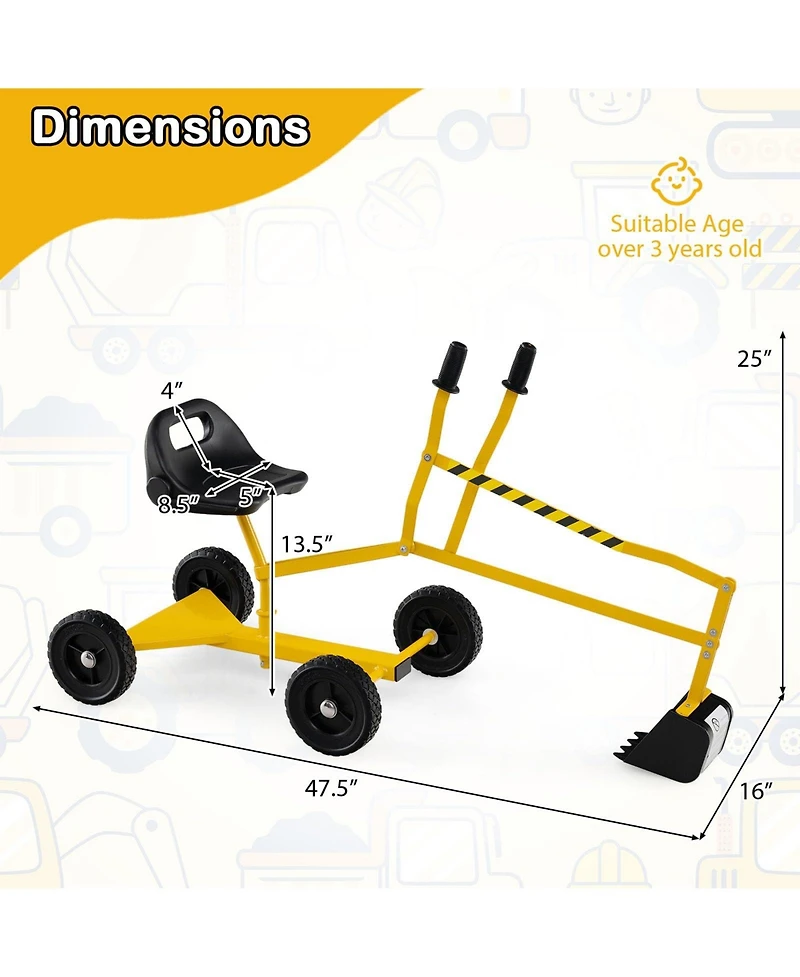 Mecale Sand Digger for Kids Sandbox Toy Digger with 2-Handed Controls and Flexible Shovel