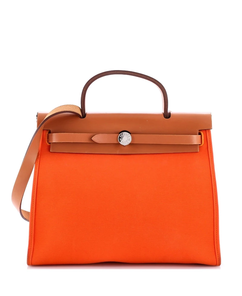 Pre-Owned HERMES 31 Herbag Zip Leather and Toile