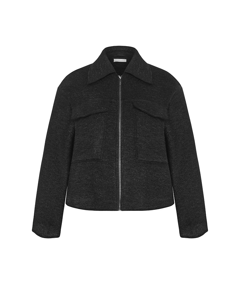 City Chic Women's Boucle Zip Front Jacket