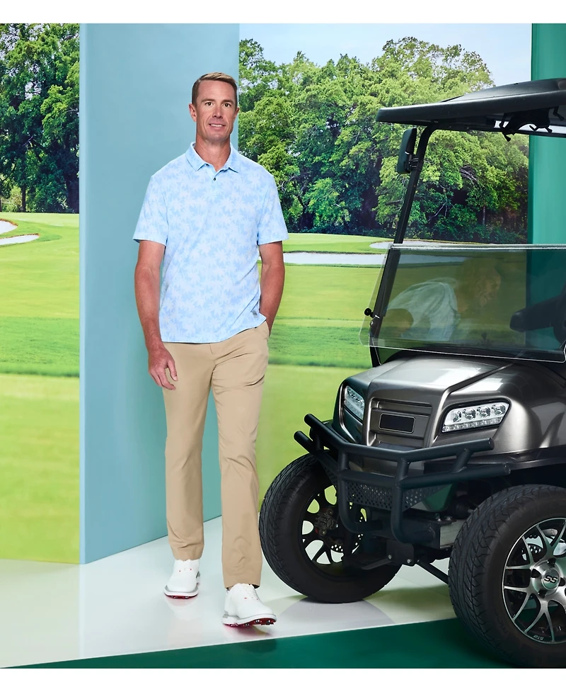 Pga Tour Men's All-Over Geometric Palm Print Short-Sleeve Golf Polo Shirt