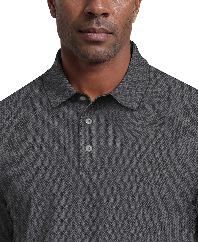 Pga Tour Men's All-Over Micro Jacquard Short-Sleeve Golf Polo Shirt