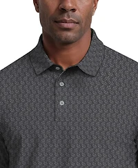 Pga Tour Men's All-Over Micro Jacquard Short-Sleeve Golf Polo Shirt