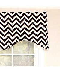 Rlf Home Zig Zag Cornice 100% Cotton with Fully Lined 3" Rod Pocket Valnance for Windows 50" x 17" Black