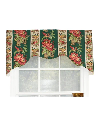Rlf Home Rochelle Dutchess 100% Cotton with Fully Lined 3" Rod Pocket Valnance for Windows 50" x 17" Green