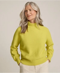 Lands' End Women's Fuzzy Turtleneck Lantern Sleeve Sweater