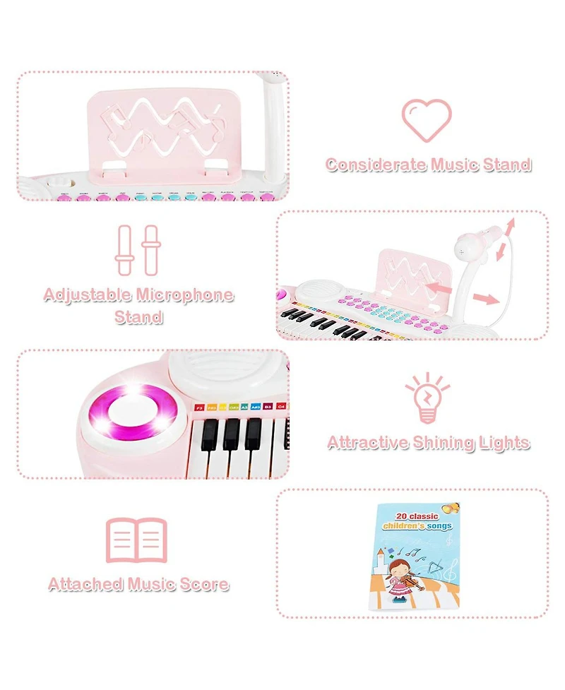 Mecale Multifunctional 37 Electric Keyboard Piano with Microphone