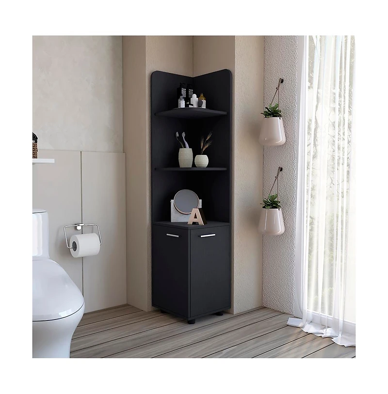 Airsurfer Freestanding Bathroom Cabinet Black Modern Storage Organizer for Bathroom Living Room or Laundry Room