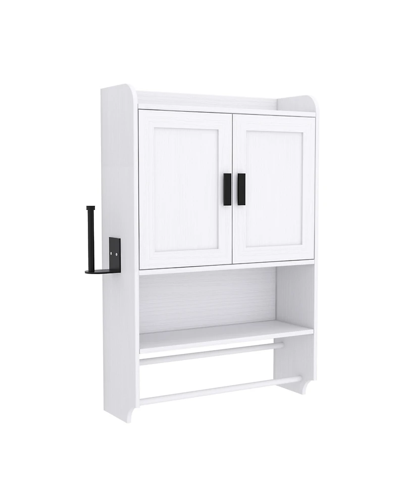Airsurfer Bathroom Wall Cabinet with Doors Adjustable Shelf Towel Bar and Paper Holder Medicine Cabinet for Bathroom