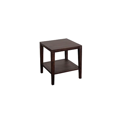 Porter Designs Fall River Solid Sheesham Wood End Table, Gray