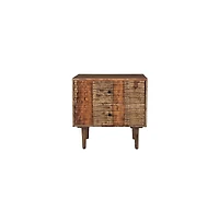 Porter Designs Waves Solid Sheesham Wood Nightstand, Brown