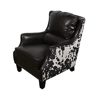 Porter Designs Wrangler Leather-look & Cow Pattern Accent Chair, Brown