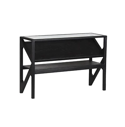 Canberra Solid Mango Wood Console Table, Black