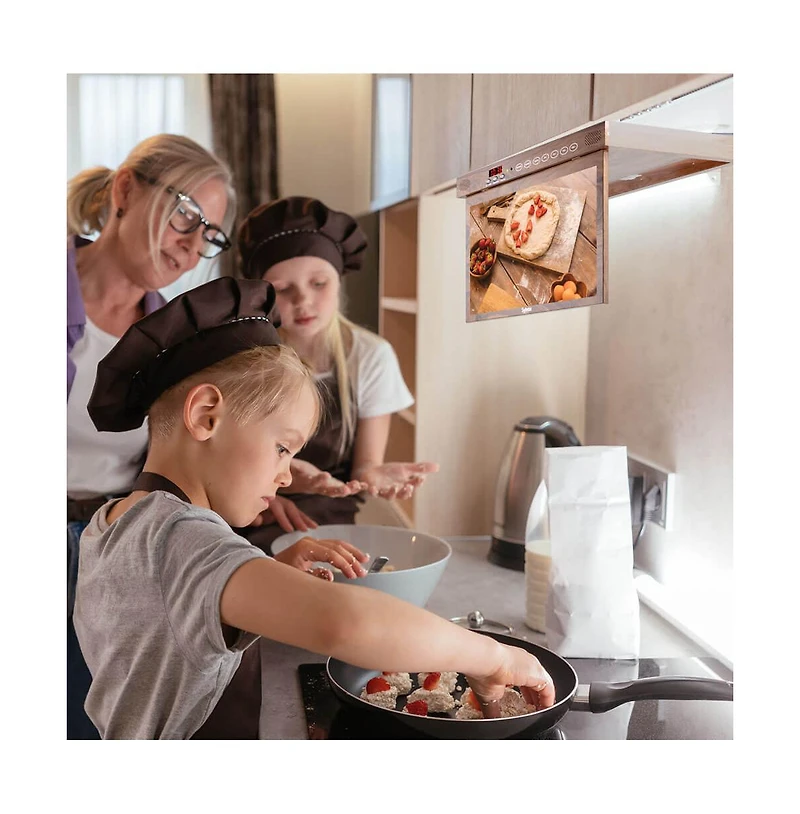 15" Under-Cabinet Smart Kitchen Tv Led Panel 1080p Hd Google Flip-Down Screen
